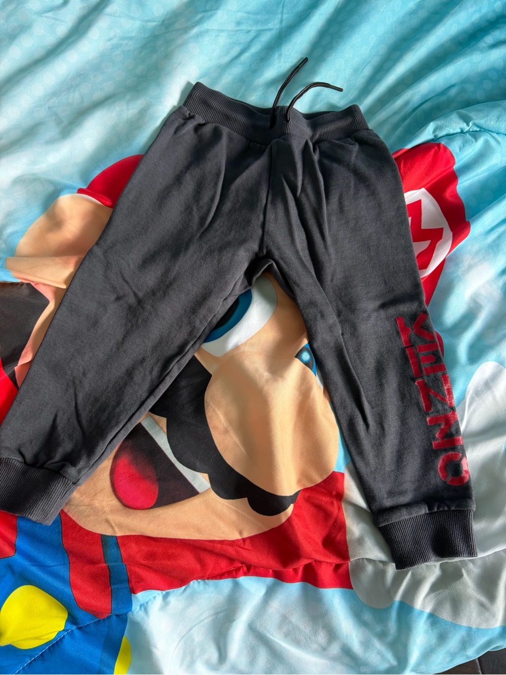 Kenzo Black Kids Joggers with Red Side Logo